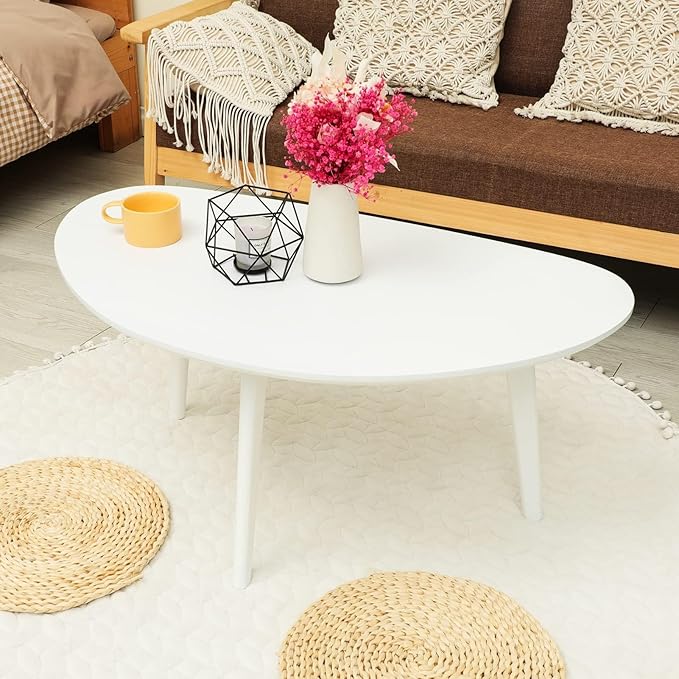 FIRMINANA Small White Oval Coffee Table - Image 2