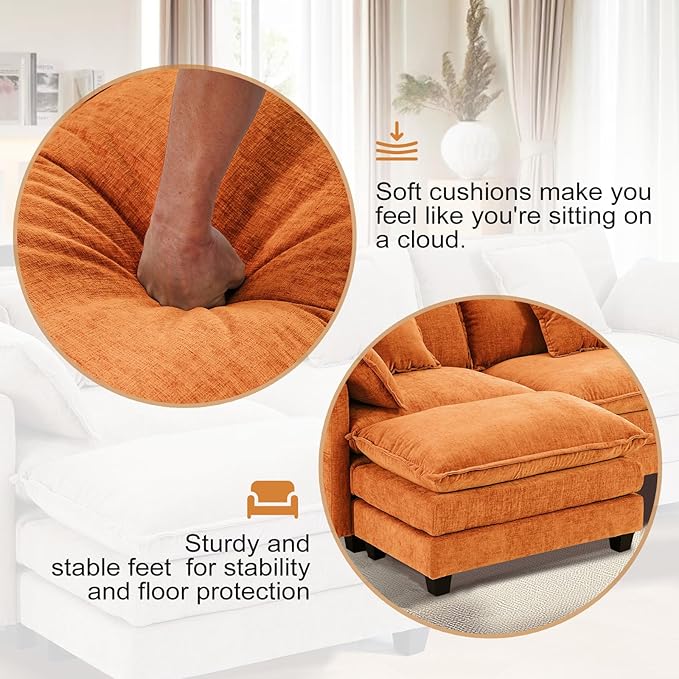 Furniliving 112‘’ L-Shaped Sofa, Luxury Chenille Modular Sectional Couches - Image 5