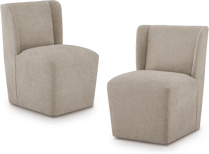 Upholstered Dining Chair with Casters Wingback Modern Side Armless Deskchair by Kislot
