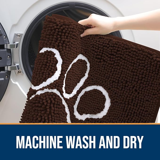 OLANLY Door Mat for Muddy Dog Paws 47x24, Ultra Absorbent Chenille Mud Doormat - Image 5