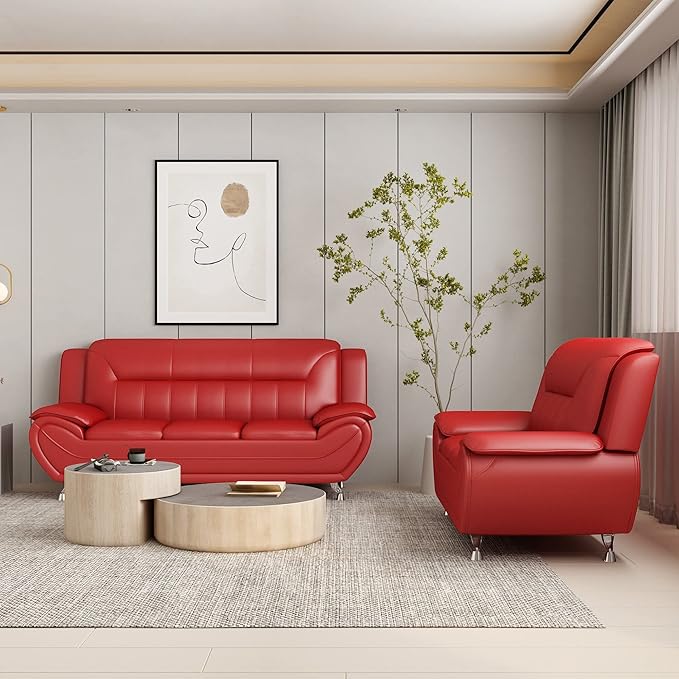 Container Furniture Direct Michael Modern Faux Leather Upholstered Stainless - Image 18