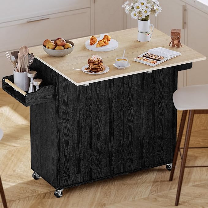 IRONCK Kitchen Island with Storage, Rolling Kitchen Island on Wheels with Drop - Image 6