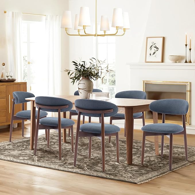 COLAMY Wooden Dining Chairs Set of 2, Modern Fabric Upholstered Dining Room - Image 7
