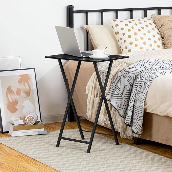 HOOBRO Folding TV Tray Tables, Industrial Side Table - Image 4