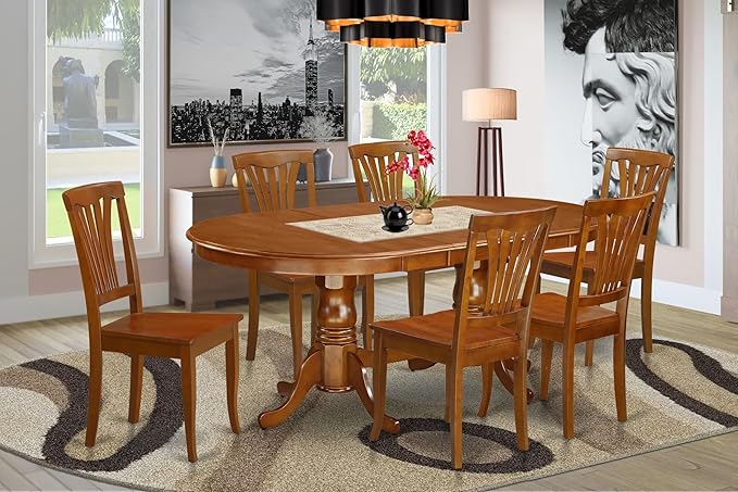 East West Furniture PLAV7-SBR-W 7 Piece Dining Room Furniture Set Consist of an - Image 2