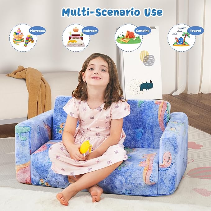 Toddler Chair Comfy, 2-in-1 Soft Toddler Couch Fold Out - Image 4