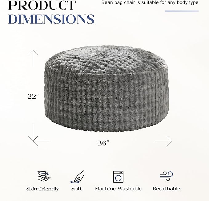 Hobestluk Bean Bag Chairs 3ft Beanbag Chair - Image 2