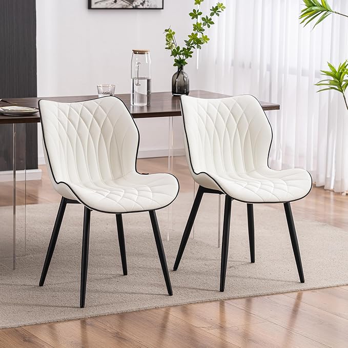 YOUNIKE Dining Chairs Set of 2, Upholstered Faux Leather Dining Room Chairs by YOUNIKE