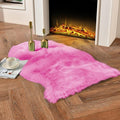 duduta Hot Pink Faux Sheepskin Throw Rug 2x3 ft, Fluffy Shag Girls Bedside Dorm by Duduta