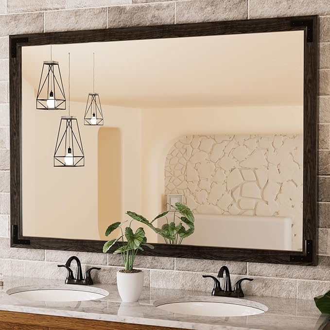 TETOTE 55 x 36 Black Wood Mirror by TETOTE