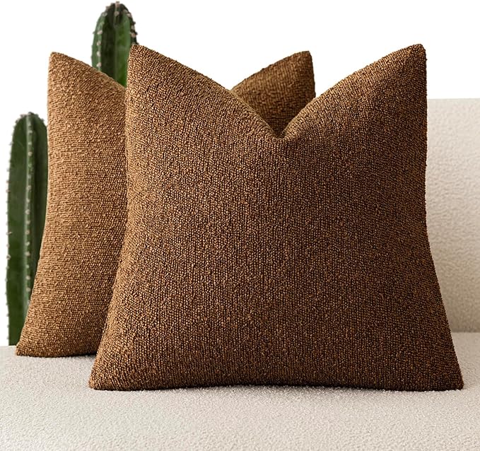 Foindtower Set of 2, Decorative Textured Boucle Throw Pillow Covers Accent by Foindtower