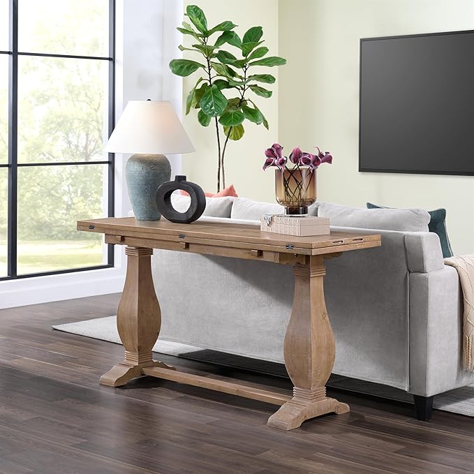 Martin Svensson Home Napa Solid Wood Pedestal Flip-Top Sofa Console Table by MartinSvenssonHome
