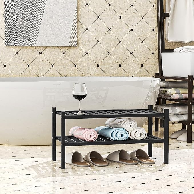 Shoe Rack 2-Tier Organizer-Stackable Storage Shelf - Image 5