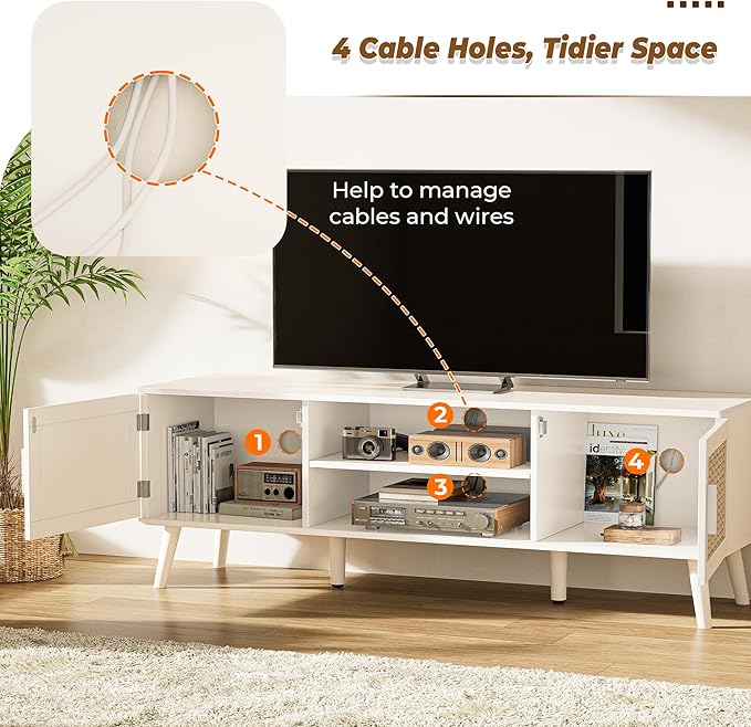 SUPERJARE TV Stand for 65 Inch TV, Entertainment Center - Image 4