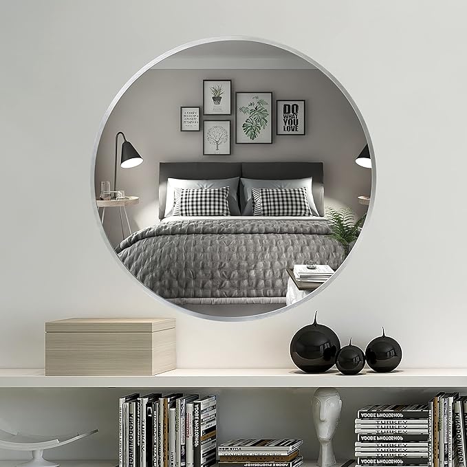 FrameWorks 24" Deluxe Contemporary Silver Circular Aluminum Mirror - Image 4