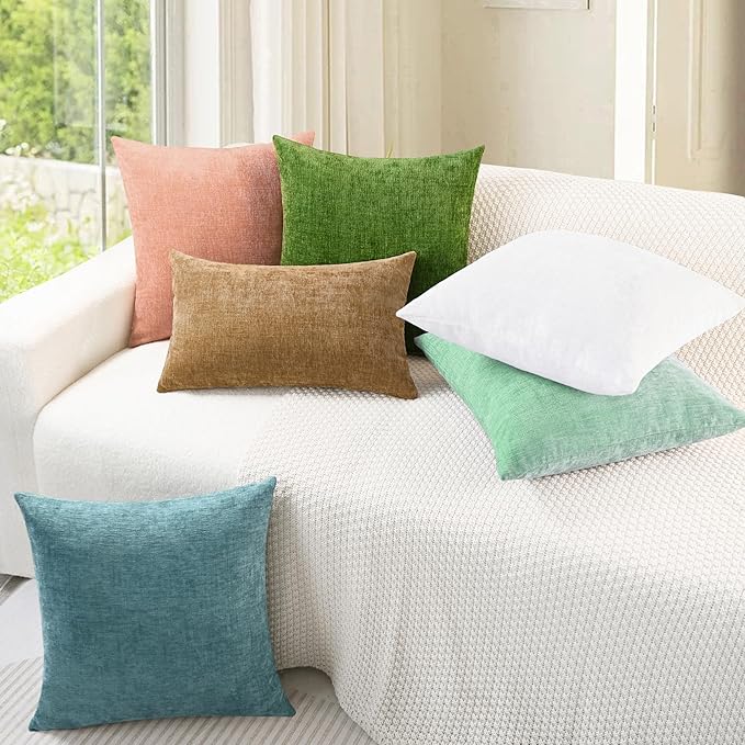 CaliTime Throw Pillow Covers Decorative 18 X 18 Inches Pack of 4 Cozy Chenille - Image 2
