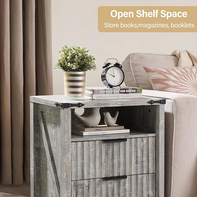Grey Nightstand with Charging Station - Image 5