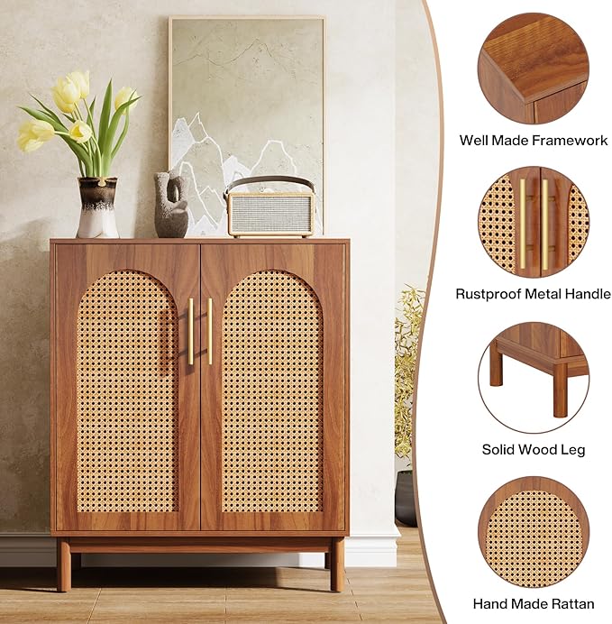 Tribesigns Set of 2 Rattan Sideboard Buffet - Image 8