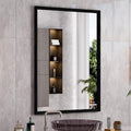 WEER Black Framed Mirror for Bathroom, 22x30 Inch Framed Bathroom Mirror by WEER