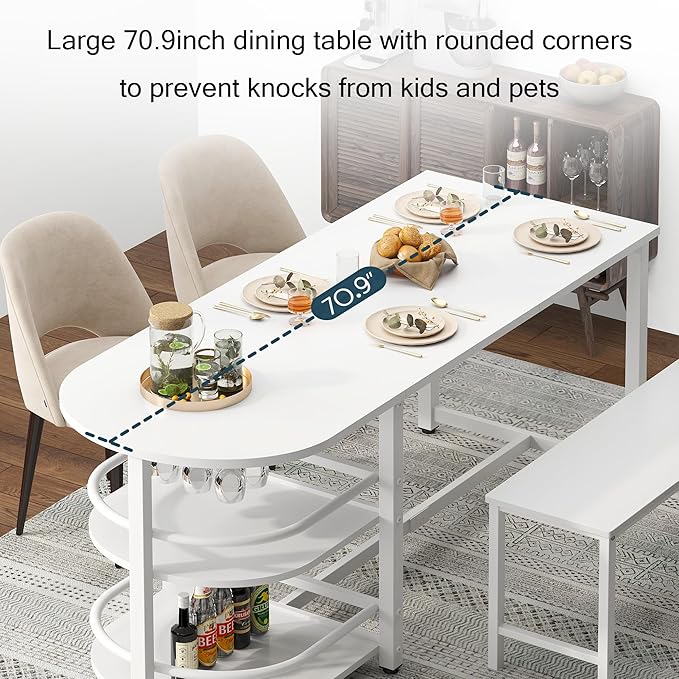 soges Dining Table for 4-6 Person, 71 inch Long Kitchen Dining Table for Living - Image 7