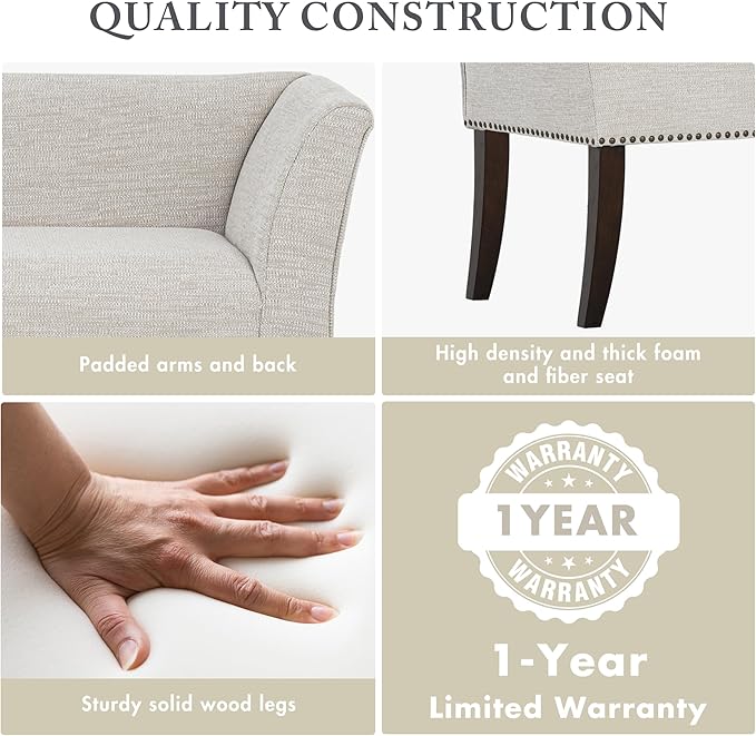 Madison Park Accent Bench for Living Room, Upholstered - Image 5