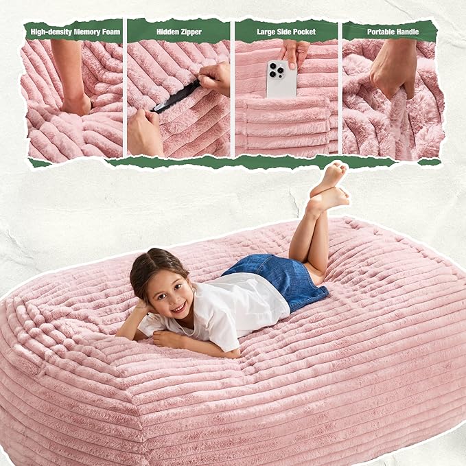 Hobestluk 4FT Bean Bag Chairs Adult Bean Bag - Image 5