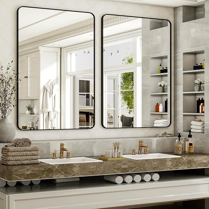 30 x 48 Inch Bathroom Mirror, Rounded Rectangular Vanity Mirror - Image 6
