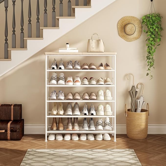 Shoe Rack Organizer 6 Tier for Closet Entryway Free Standing Metal Storage Shoe - Image 4