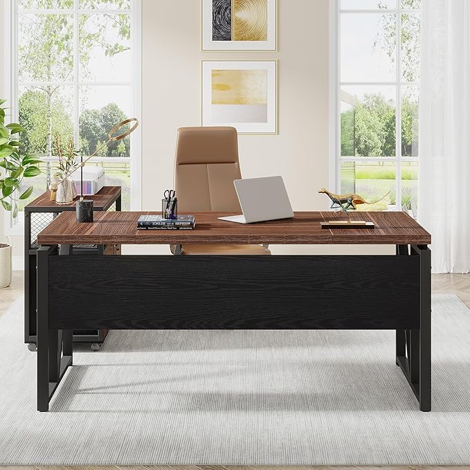 Tribesigns L Shaped Desk with Drawer Cabinet, 2 Piece Home Office Furniture - Image 5