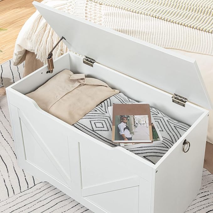 HOOBRO Storage Bench, 29.5” Retro Wooden Storage Chest - Image 8