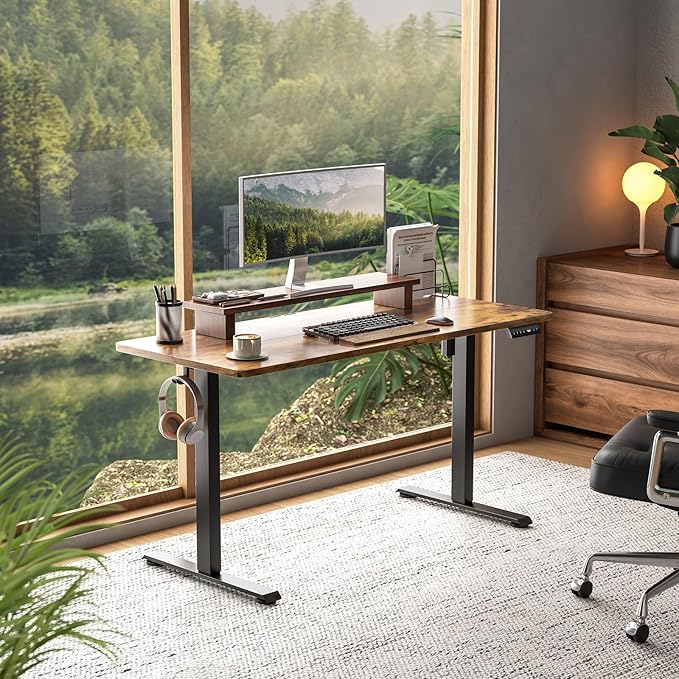 Veken 55 Inch Large Electric Standing Desk, 4 Memory Heights Adjustable - Image 2