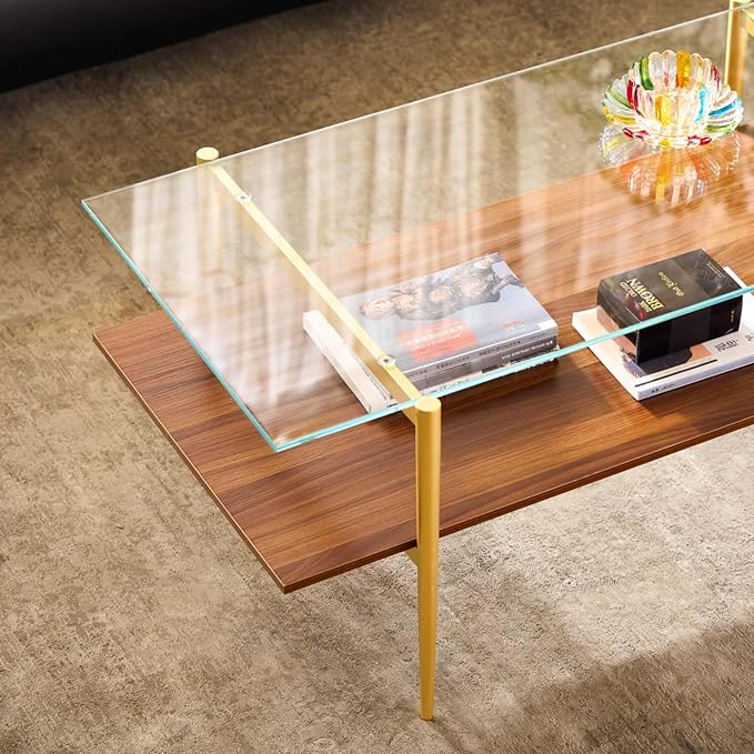 AGV LIGHTING Tadio Glass Coffee Table, Mid-Century Modern Coffee Table - Image 9