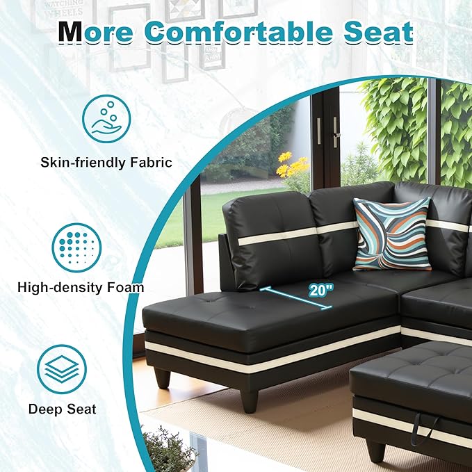 103.5" Oversized Sectional Couch, L Shaped Couch - Image 5