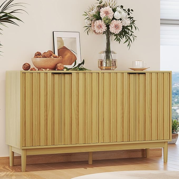 Buffet Cabinet with Storage, Sideboard Cabinet with Fluted Door, Kitchen Buffet by Otterease