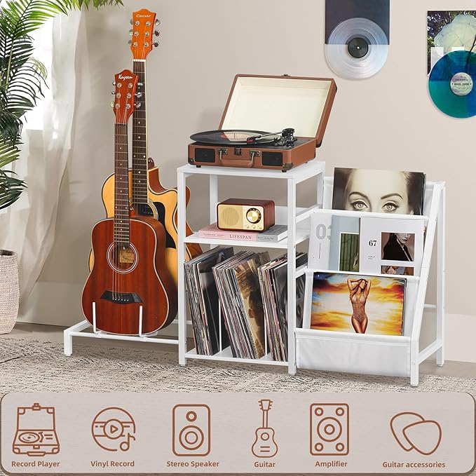 LELELINKY Record Player Table, Adjustable Guitar Stand - Image 3