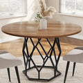 GarveeHome Round Dining Table for 4-6 People, 47 Inch Farmhouse Kitchen Table by GarveeHome