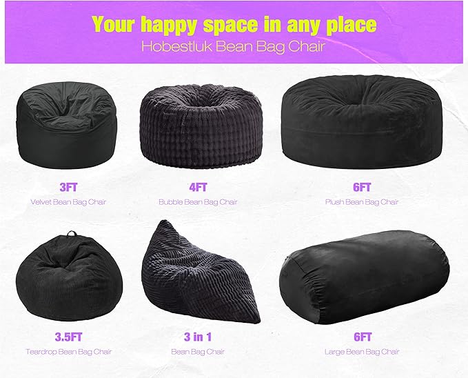 Hobestluk 6FT Bean Bag Chair Large Beanbag Lounger - Image 7