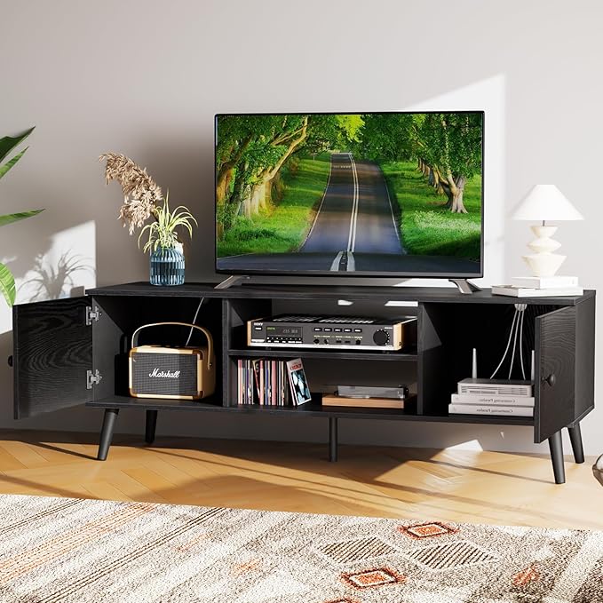 Sweetcrispy TV Stand for 55 60 inch TV, Modern Mid Century Entertainment Center by Sweetcrispy