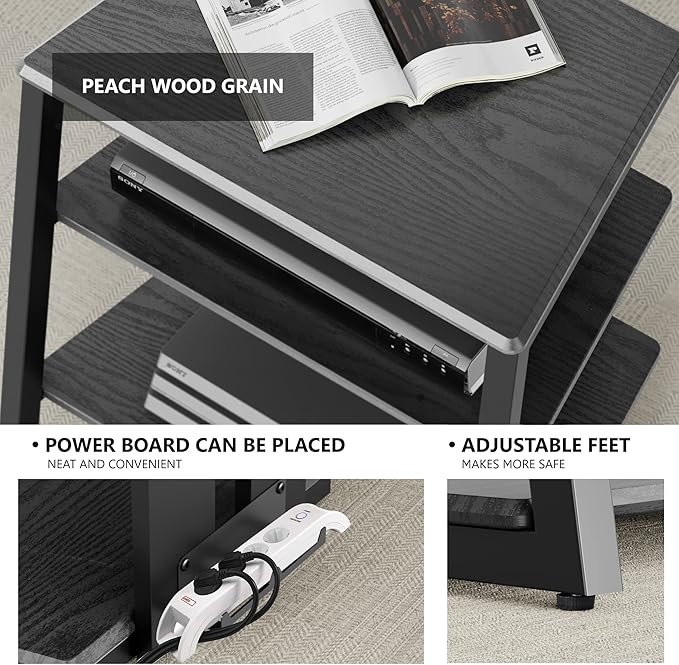 FITUEYES Design 4-Tier AV Media Stand Corner Shelf Stand Wooden Corner Shelves - Image 7