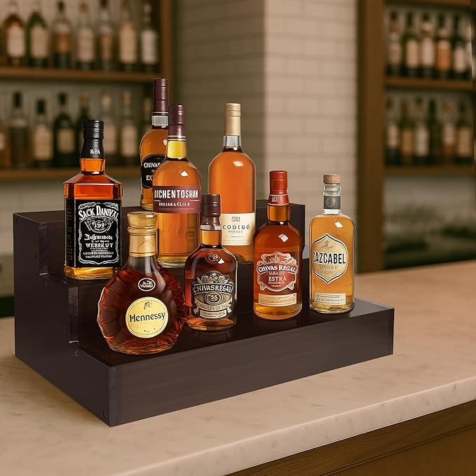 Royxen Wood Liquor Bottle Shelf 3 Tier Bar Shelf Freestanding Vintage Liquor - Image 6