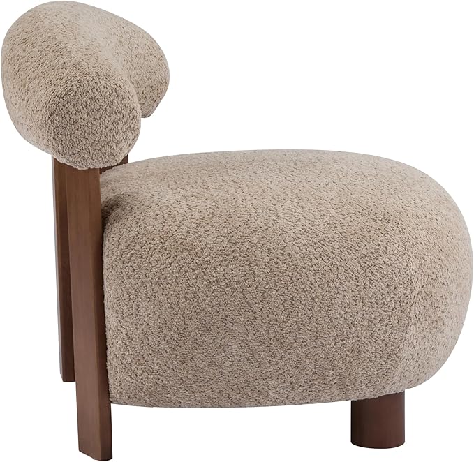 Christopher Knight Home Elvina Boucle Fabric Accent Chair, Solid Wood Single - Image 5