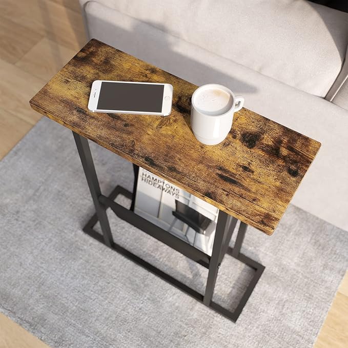 Yusong Small Narrow Side Table for Small Spaces, 17.7" W Slim End Table - Image 6