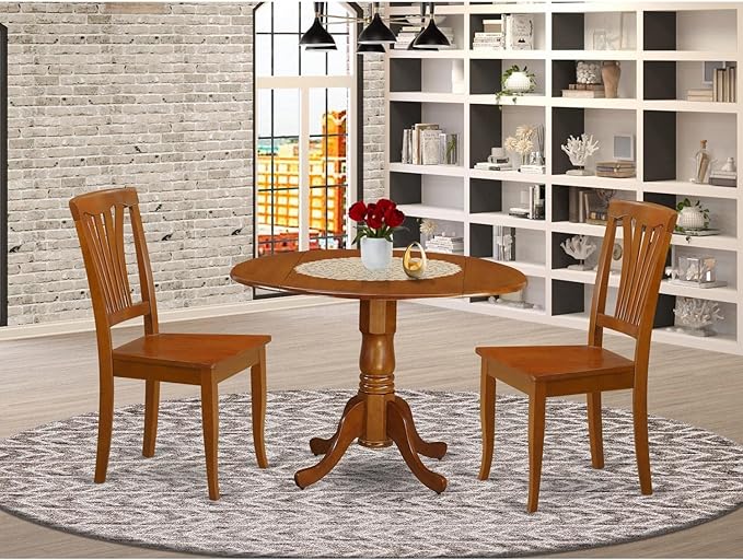East West Furniture DLAV3-SBR-W 3 Piece Dining Table Set - Image 2