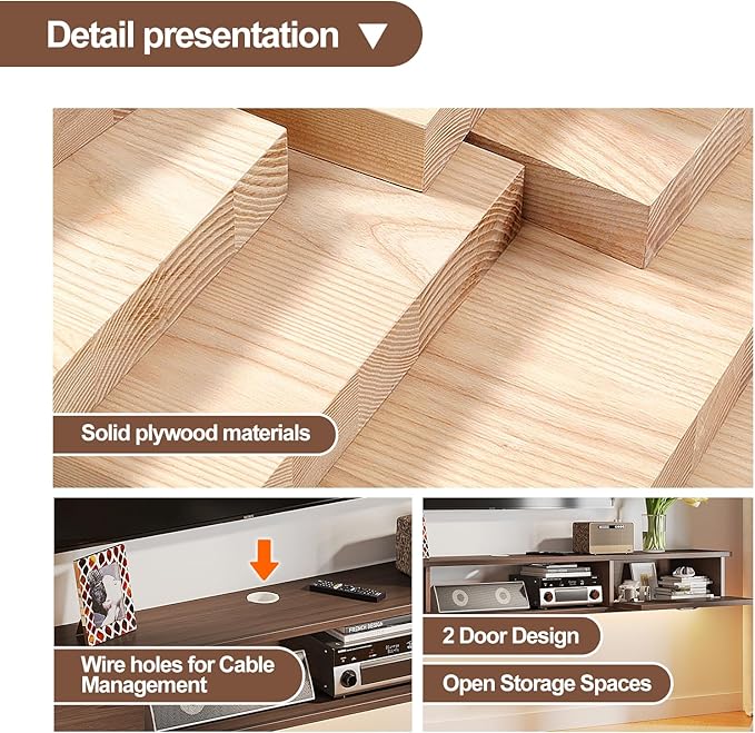 Floating TV Stand with 2 Doors, Floating TV Cabinet, Floating Console Shelf - Image 9