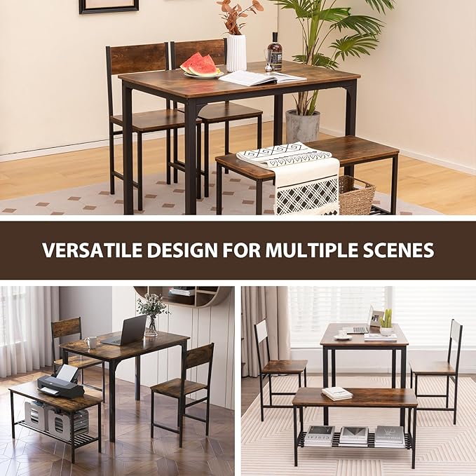 Tangkula Dining Table Set for 4, Kitchen Table and 2 Chairs for 4 - Image 7