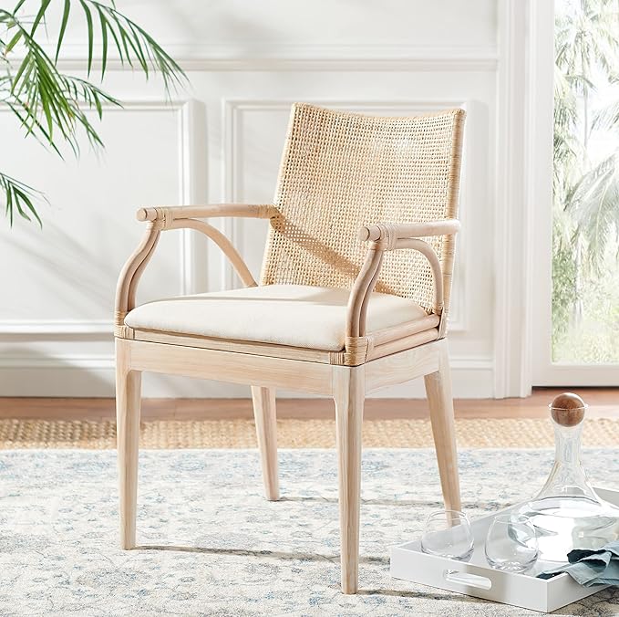 SAFAVIEH Home Collection Gianni Natural Wash/White Cushion Living Dining Room by SAFAVIEH
