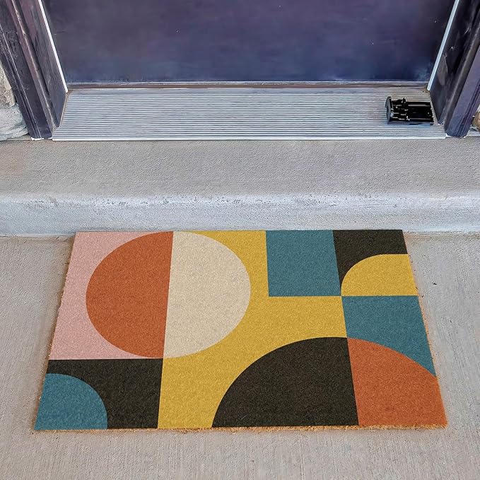 Funny Coir Doormat Simple Modern Abstract Geometric Front Door Mat Entryway - Image 3