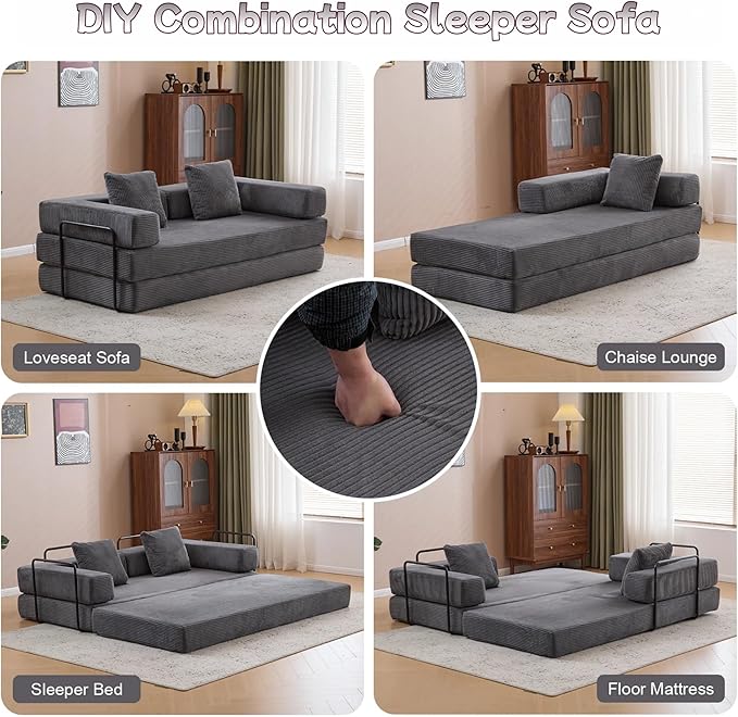 Convertible Sofa Bed, Compression Futon Sofa - Image 5