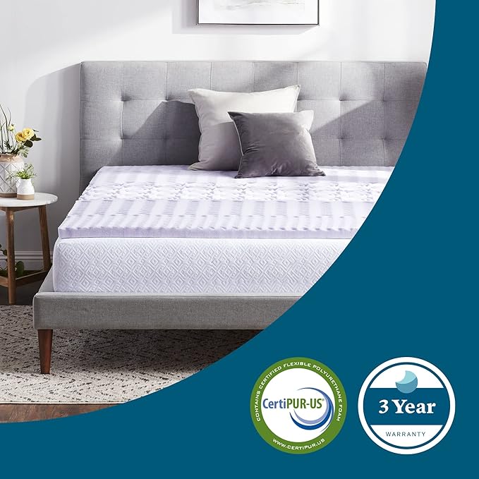 Lucid Lavender Infused 2 Inch Memory Foam Mattress Topper - Image 6