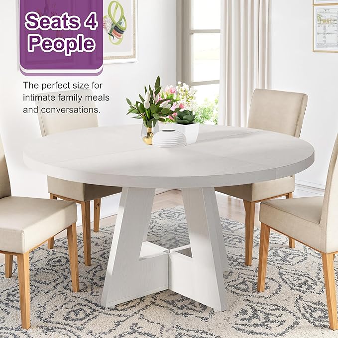 Round Dining Table for 4, Farmhouse Table for Dining Room, Living Room - Image 3